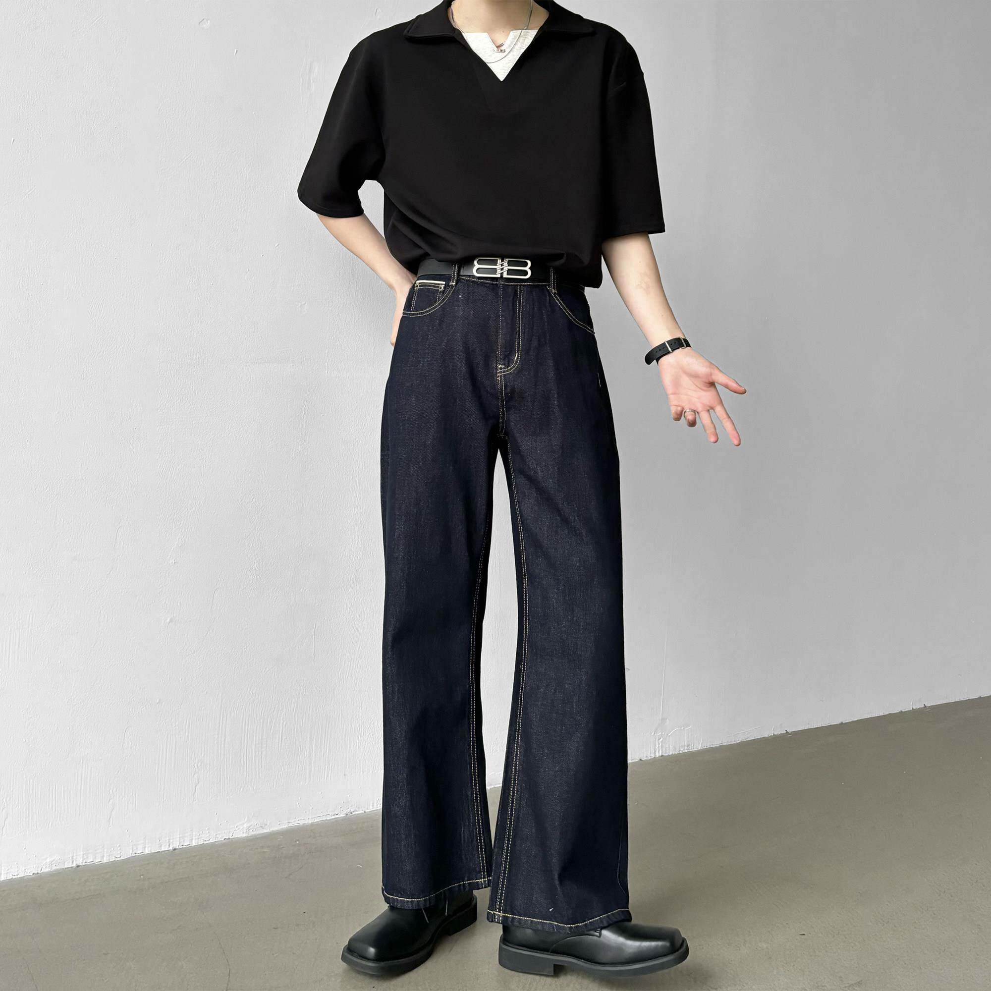 男笙HOME 韩系直筒牛仔裤男夏季2025新款男痞帅宽松原牛牛仔裤男