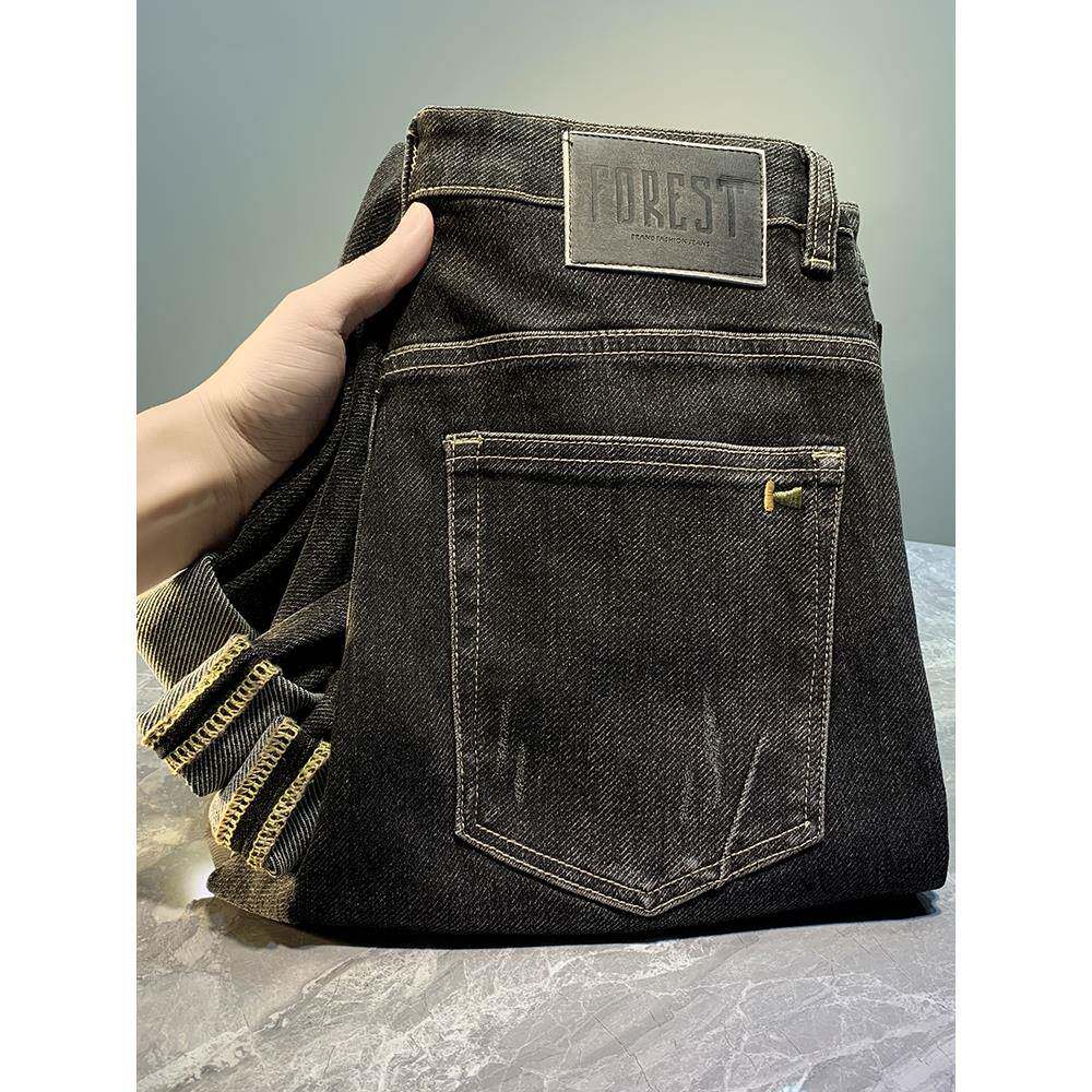 黑色和灰色修身直筒弹力男裤2025新韩式时尚微锥小腿裤休闲裤