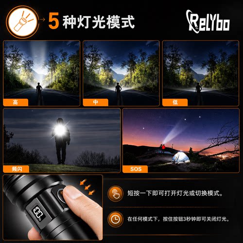 A15便携伸缩强光手电筒露营应急