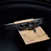 道系文创山君手镯国风复古做旧传统文化男士 开口棕瞳手环国潮霸气