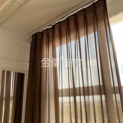 金衢窗帘咖啡色半透景加密简约棕色纱帘客饭厅卧室深咖色防晒纱帘