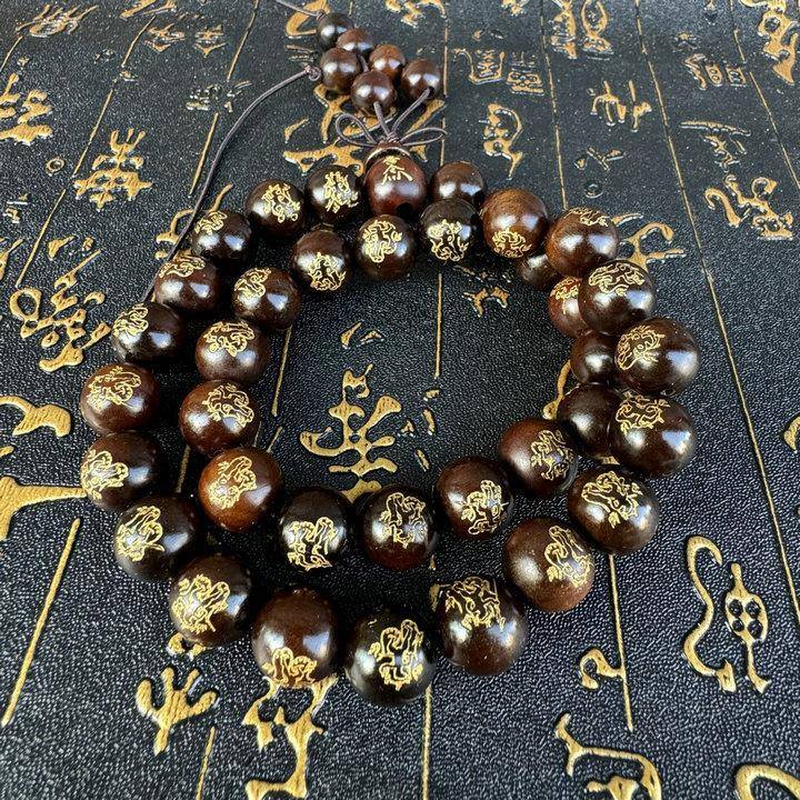 道家玉化枣木三十六元帅人像手持念珠玉化36手把件男女饰品手串