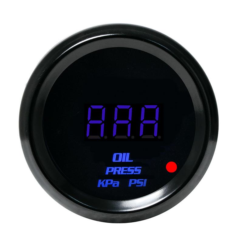 汽车改装仪表12V通用蓝光数显转数表增压水温油压油温电压52MM