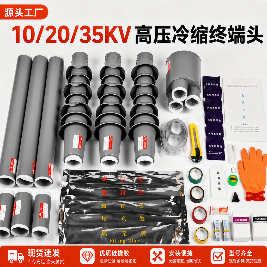 10/35kv冷缩电缆终端头高压户内户外单三芯电力电缆附件接头套管