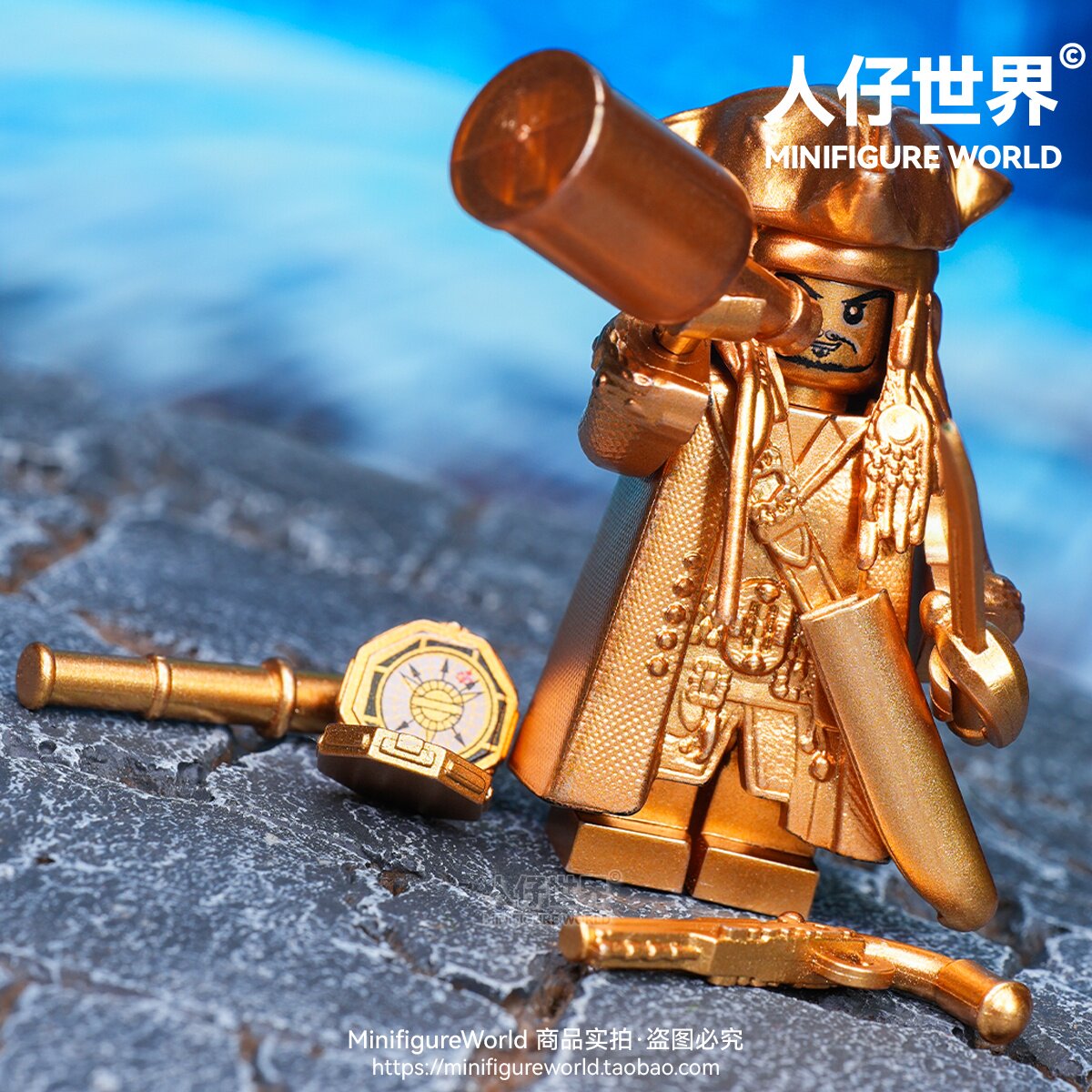 加勒比海盗金色杰克船长JACK黑珍珠电影第三方积木人仔拼装玩具