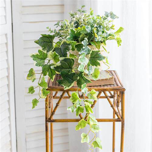 阿楹 仿真盆栽假花垂吊绿植小摆件 室内冰箱空调柜常春藤植物装饰