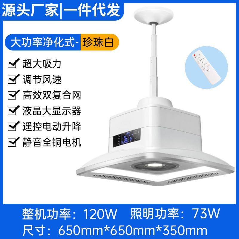 麻将灯空气净化器升降吊灯棋牌室吸烟灯麻将桌房馆抽烟机排烟F1白