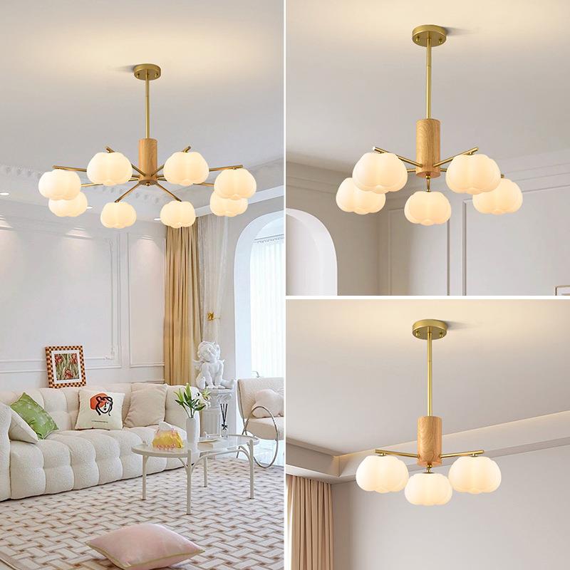 客厅吊灯奶油风创意棉花南瓜灯现代简约大气全光谱护眼餐厅卧室灯