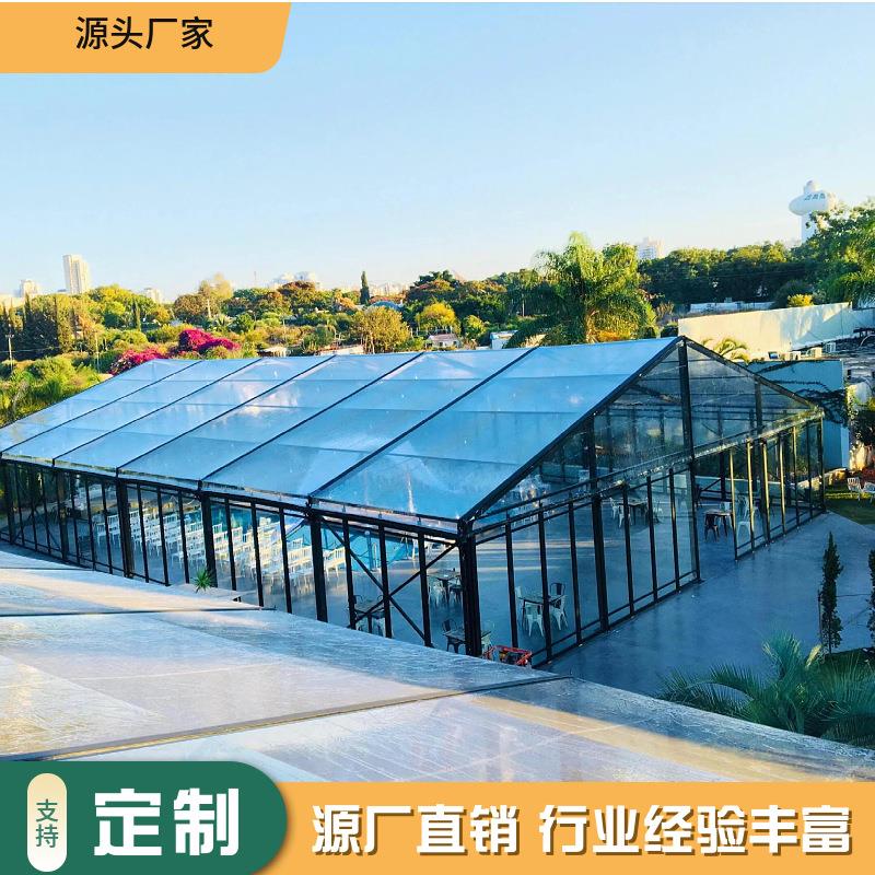 户外全透明铝合金帐篷展览活动人字顶篷房可带玻璃幕墙双开玻璃门