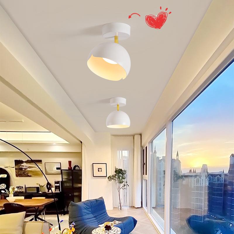 阳台灯网红奶油风走廊过道灯可360度旋转圆形灯创意个性衣帽间灯