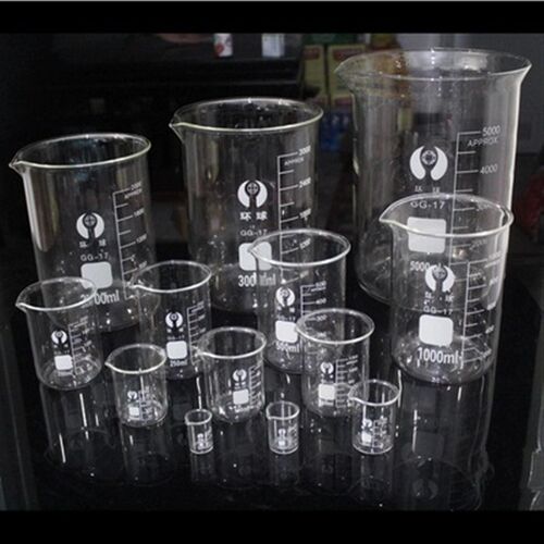 玻璃烧杯5/10/20/25/50/100/150/200/250/300/500/1000ml玻璃量杯