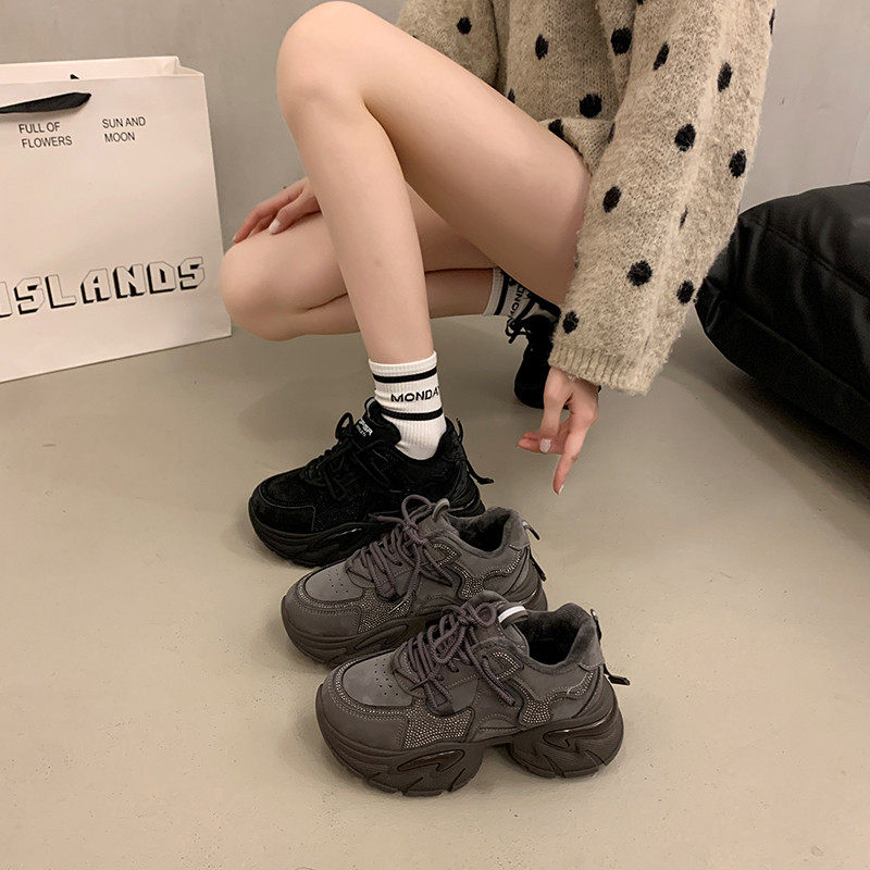 增高厚底老爹鞋女2025冬季新款加绒保暖运动休闲鞋小个子气质棉鞋,女鞋,时尚休闲鞋,淘宝优惠券,粉丝福利购,淘宝优惠卷