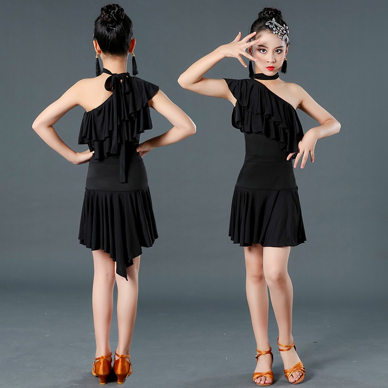 儿童拉丁舞服女童练功服夏2021年新款分体少儿艺考规定比赛表演服