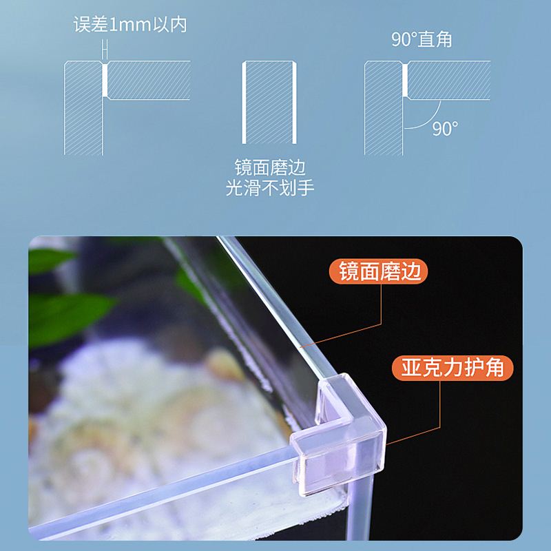 背部过滤小型鱼缸家用客厅办公室免换水自循环超白玻璃水族箱