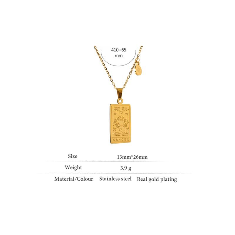 Yhpup 316 Stainless Steel 12 Constellations Necklace Square