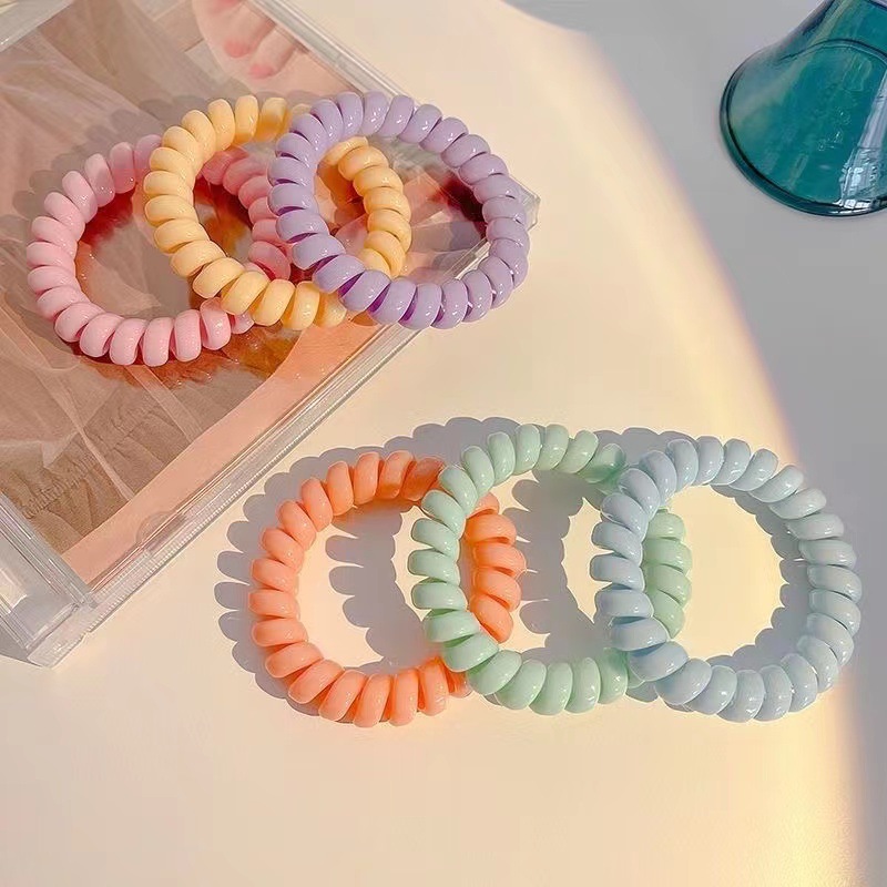 Candy Color Telephone Wire Hair Ring Girl Tie Hair Rope Simp