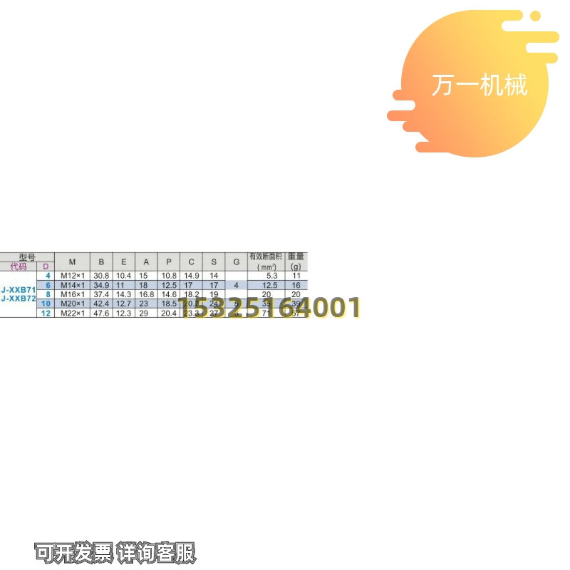 J-XXB71/J-XXB72-D4-D6-D8-D10-D12隔板直接头/精密型/快速接头