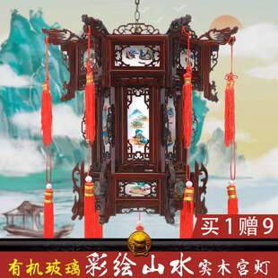 仿古中式实木六角灯笼中国风阳台大门酒店祠堂茶楼宫门头宫廷风