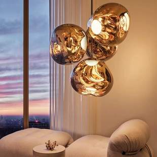 北欧餐厅熔岩吊灯高级感极简约四头饭厅岛台餐桌酒吧台吊灯客厅灯