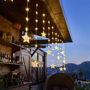 跨境新款LED星星窗帘氛围灯冰条灯太阳能庭院布景装饰灯户外阳台