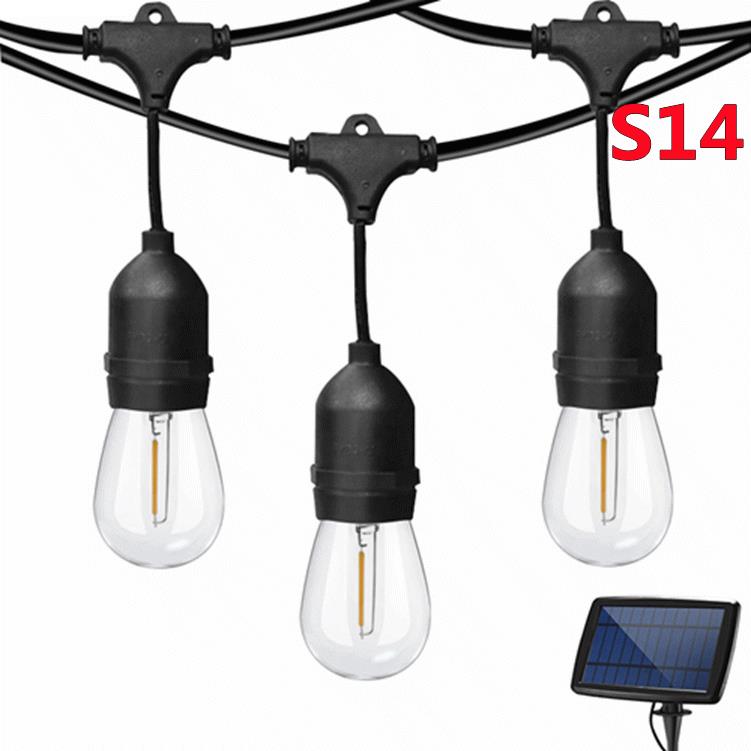 厂家直销3W太阳能15LED球泡灯S14装饰灯婚庆灯防雨暖光灯串草坪灯