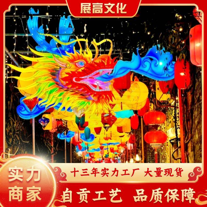 龙头龙尾花灯大型彩灯厂家景观花灯连廊神龙穿越天幕中国龙花灯