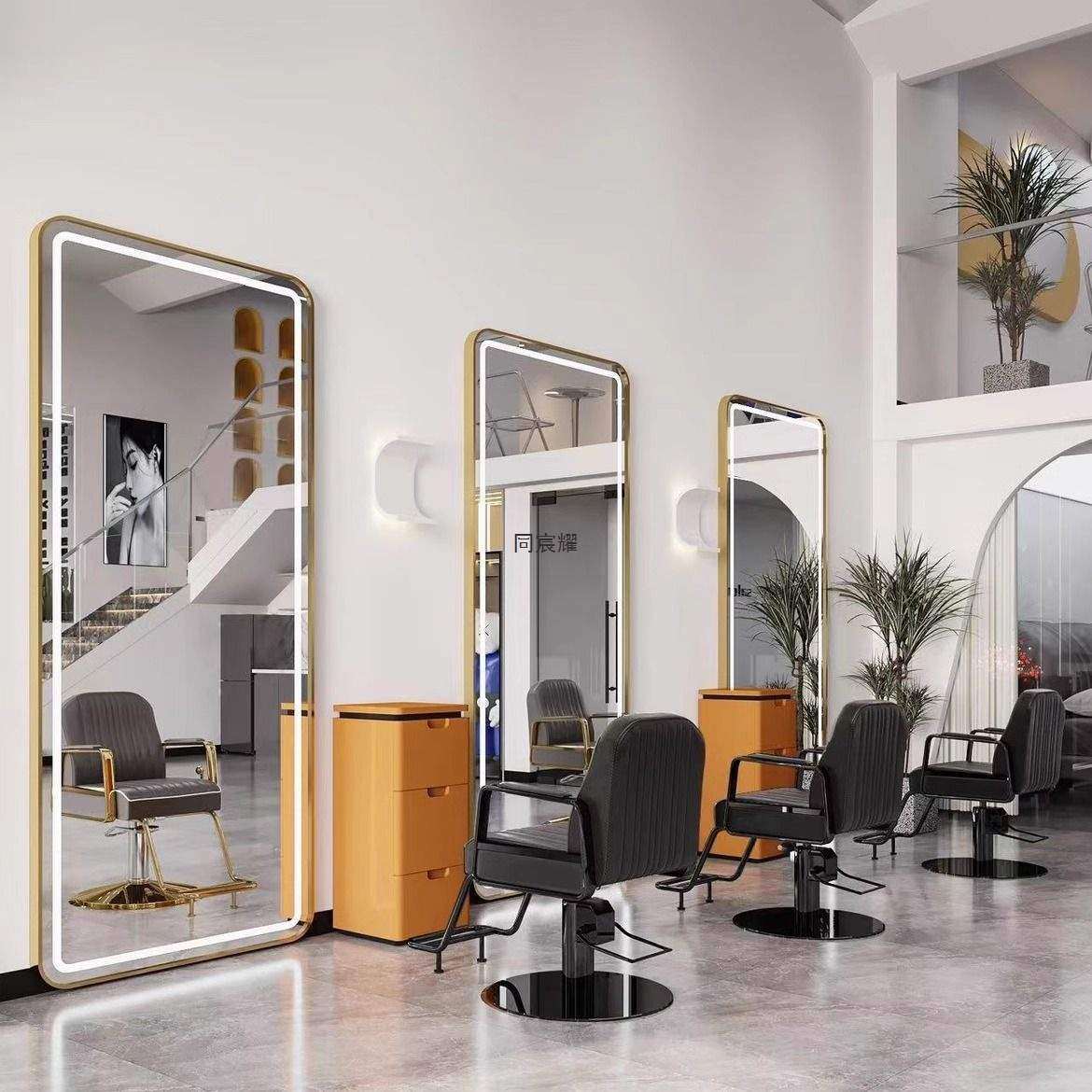 网红理发店镜台美发店镜子发廊专用剪发镜简约带LED灯挂墙单面镜,纺织面料/辅料/配套,纺织机械配件,淘宝优惠券,粉丝福利购,淘宝优惠卷