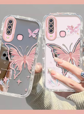 适用于vivoy3手机壳Y3S新款镜面保护套高级感女款V1901A镜头全包防摔网红时尚爆款硅胶潮流ins风粉色春日蝴蝶