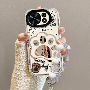 适用华为麦芒40手机壳麦芒40新款 保护套TYH651M一02化妆镜面5G智选四十男女四零全包防摔405G软外壳小狗爪印