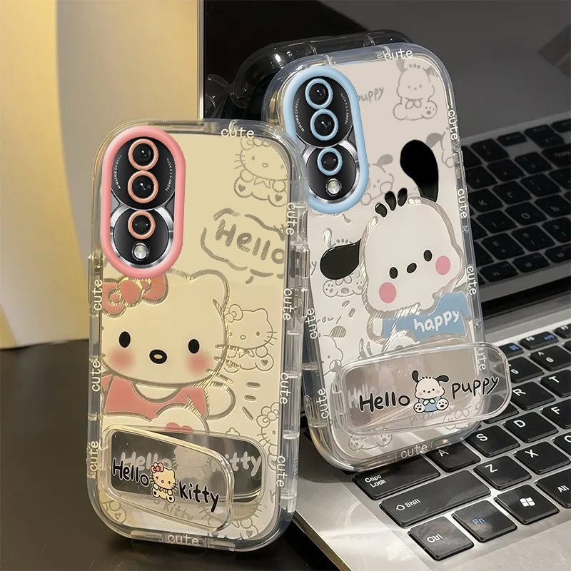 适用荣耀80手机壳华为HONOR80Pro保护套H0N0R80Pr0新款化妆镜面全包防摔八十专用八零曲屏版可爱男女情侣kt猫