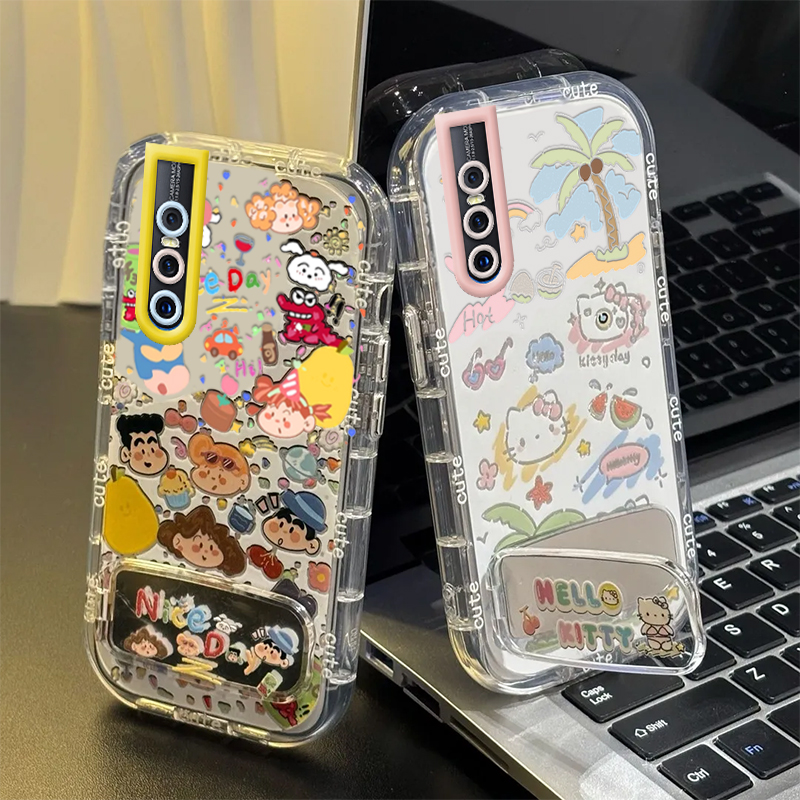 适用vivoX27手机壳vivo X27Pro保护套新款升降摄像头可爱高颜值镜面全包防摔viv0步步高Pr0叉Por男女小新kt猫