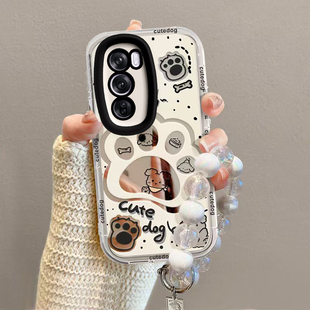 适用于opporeno12/11pro手机壳reno10女新款reno7全包防摔reno8/9pro+十reno6/5k镜面opreno4se3元气版狗爪印