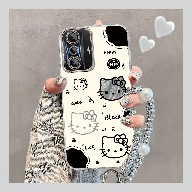 适用红米K50电竞版手机壳小米Redmi K50G保护套RedmiK50G新款可爱游戏增强板羽纱闪粉全包防摔看女生黑白kt猫