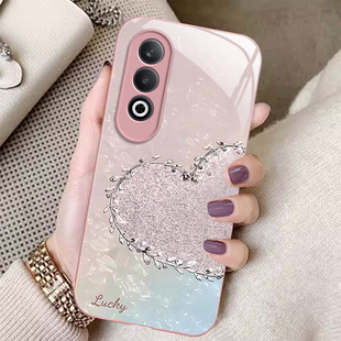 适用oppoK12Plus手机壳K12新款OPPO金属漆玻璃PJR110保护套PKS110全包防摔外壳opp0pp0ppok125G女生爱心闪钻