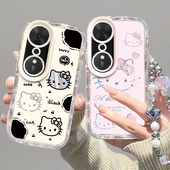 适用荣耀畅玩70Plus手机壳新款 保护套LOG一AN00华为化妆镜面honor全包防摔LOGAN玩畅男女畅享p软外壳黑白kt猫