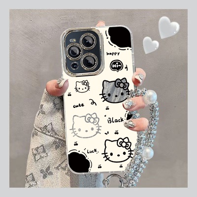 适用OPPOFindX3Pro手机壳OPPO Find X3Pr0新款FindX3Por套OPPOX羽纱0PP0FandX全包防摔OPPOFandX女生黑白kt猫