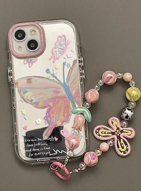 适用苹果15手机壳新款iPhone14promax镜面13/12/11Pro女xsmax防摔xr全包高级感8plus保护7p套i6s花蝴蝶se二代