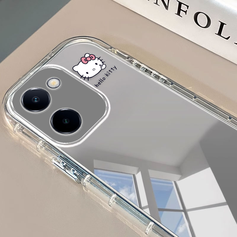 适用vivoy100/y100i手机壳新款女y52s镜面y35全包m+防摔y30高颜值y36硅胶y31s标准版卡通y55s可爱kt猫y3y5s套