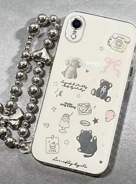 适用苹果x/xr/xsmax手机壳iPhone1615/14/13pro新款苹果12/11高级全包防摔苹果6s78plus电镀银透明5s小猫小熊
