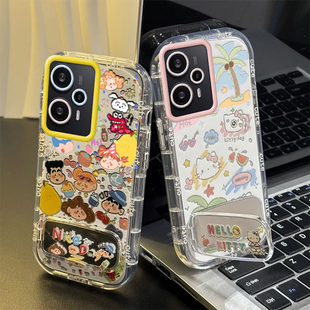 适用红米Note12Turbo手机壳小米RedmiNote12Trubo保护套Redmi新款Tubro化妆镜面Turb全包防摔1TB男女小新kt猫