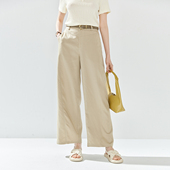 子下装 高腰显瘦休闲裤 直筒宽松日常通勤设计感女 新款 纳纹2025夏季