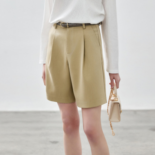 2025夏季新款卡其色短裤高腰宽松a字直筒休闲阔腿五分裤子