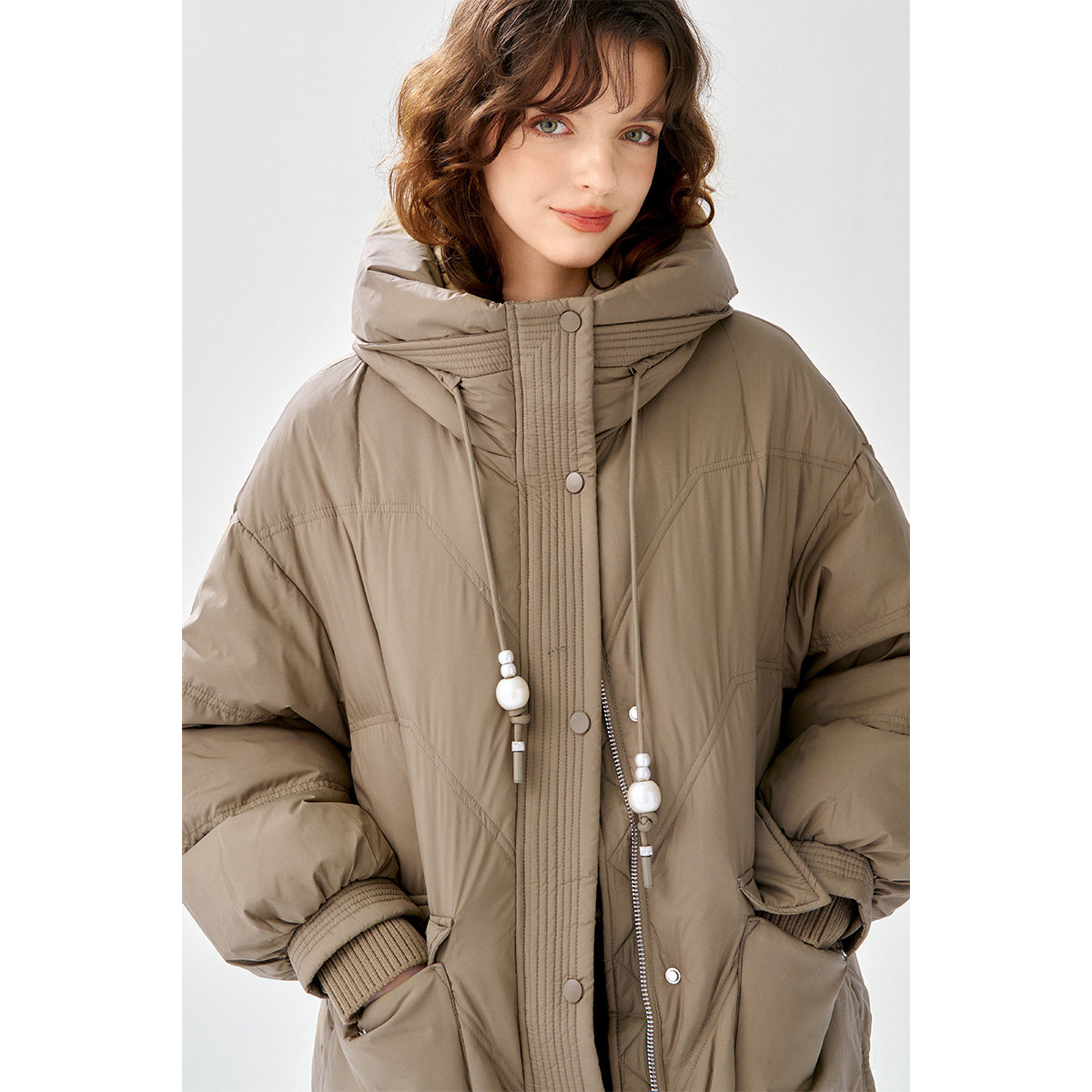 【85鸭绒】25冬款连帽中长款羽绒外套保暖百搭羽绒服女