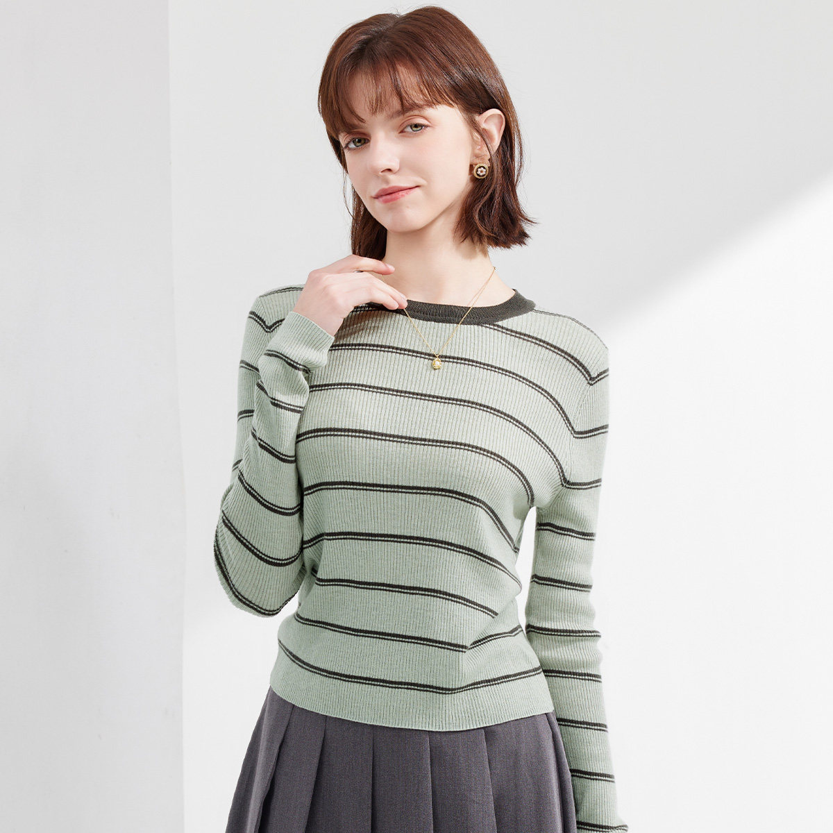 纳纹秋款撞色毛衣条纹上衣打底衫百搭保暖针织衫女,女装/女士精品,毛针织衫,淘宝优惠券,粉丝福利购,淘宝优惠卷