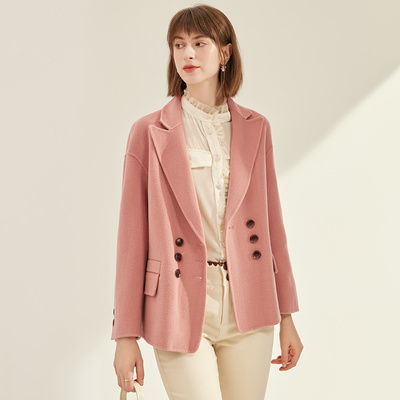 纳纹2024秋冬新款羊毛小个子外套