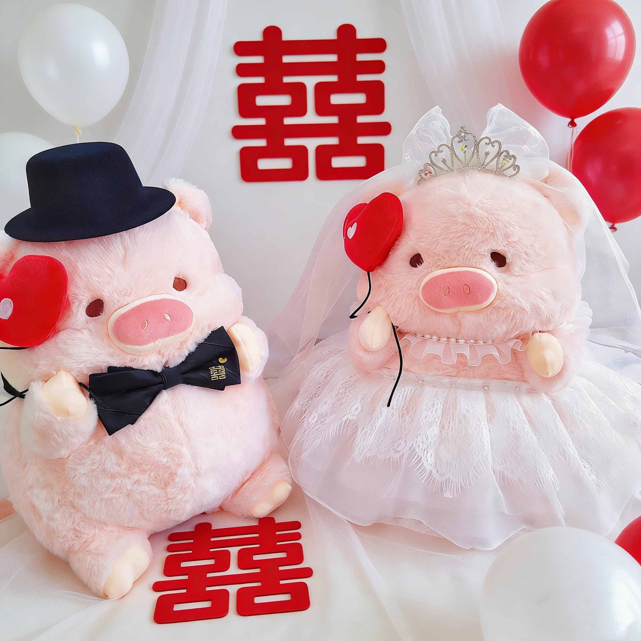 婚纱猪猪公仔新婚压床娃娃一对结婚礼物送新人婚礼玩偶床上摆件