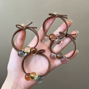 苏小北水晶幸运珠扎头绳女皮筋高弹力耐用简约发绳大号成人款发圈