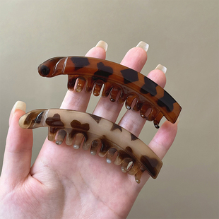 苏小北复古豹纹香蕉夹女多发量后脑勺一字夹气质高马尾固定扭扭夹