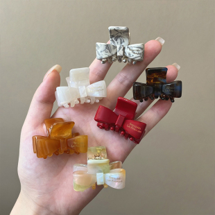 苏小北醋酸小抓夹女蝴蝶结发夹2024新款小号半扎发头饰鲨鱼夹发饰