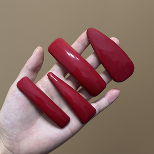 苏小北PU皮质红色发夹女2025秋冬新款气质碎发刘海夹头饰bb夹发卡